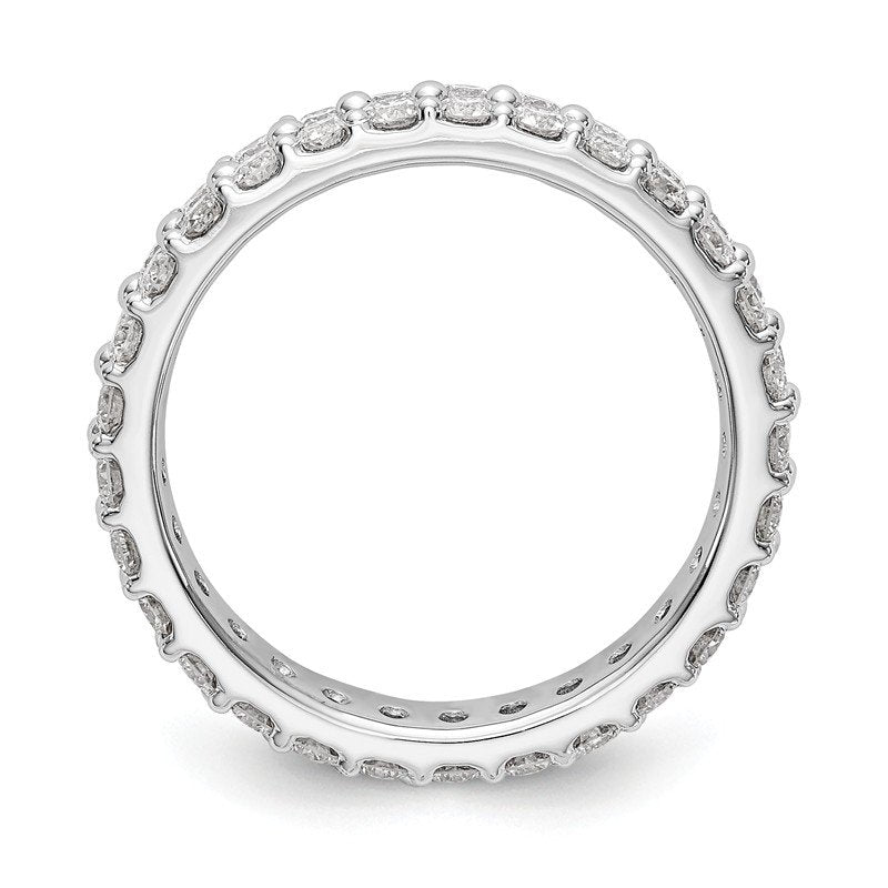 14K White Gold 2 carat Lab Grown Diamond VS+ F+ Complete Double Row Size 4.5 Eternity Band