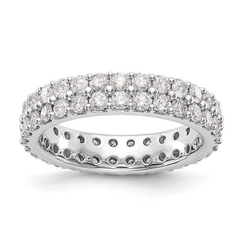 14K White Gold 2 carat Lab Grown Diamond VS+ F+ Complete Double Row Size 4.5 Eternity Band