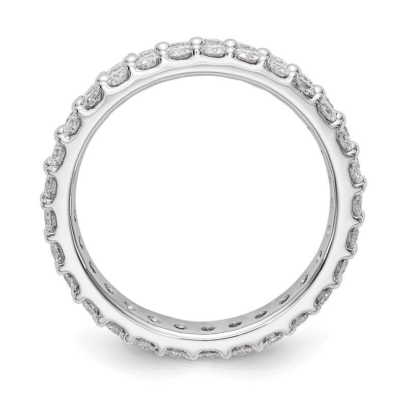 14K White Gold 2 carat Lab Grown Diamond VS+ F+ Complete Double Row Size 4.5 Eternity Band