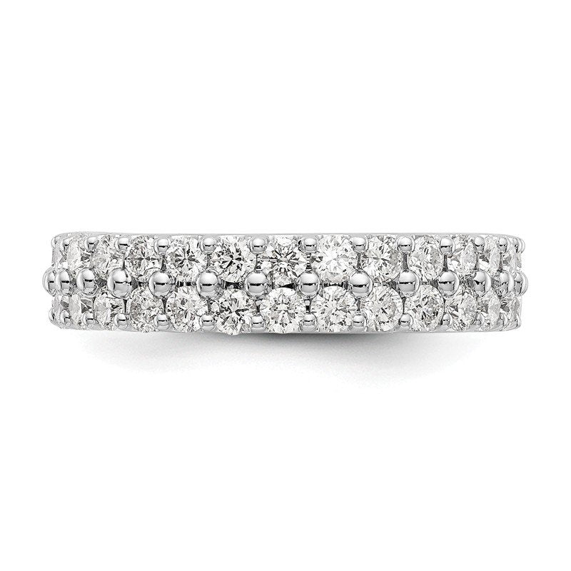 14K White Gold 2 carat Lab Grown Diamond VS+ F+ Complete Double Row Size 4.5 Eternity Band