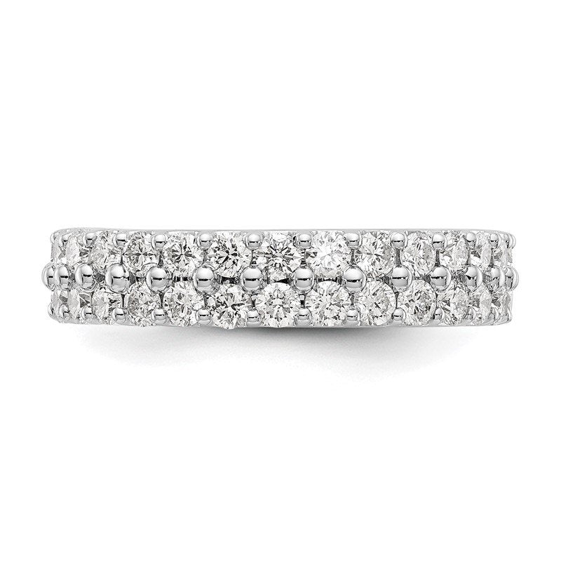 14K White Gold 2 carat Lab Grown Diamond VS+ F+ Complete Double Row Size 4.5 Eternity Band