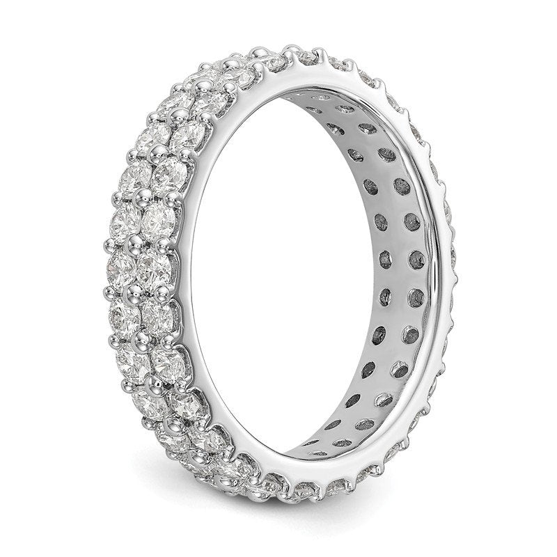 14K White Gold 2 carat Lab Grown Diamond VS+ F+ Complete Double Row Size 4.5 Eternity Band