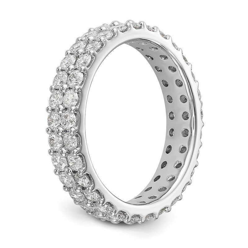 14K White Gold 2 carat Lab Grown Diamond VS+ F+ Complete Double Row Size 4.5 Eternity Band