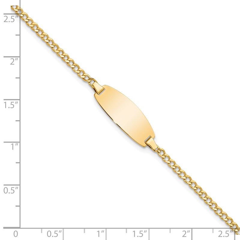 14k Polished Semi-Solid Chain/Solid Plate Curb Link Oval 18.5x8.5mm Plate 5.5 inch Baby/Child ID Bracelet