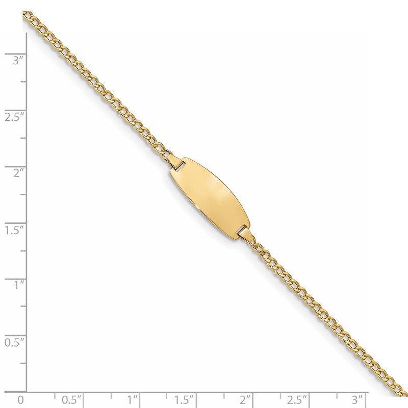 14k Polished Semi-Solid Chain/Solid Plate Curb Link Oval 18.5x8.5mm Plate 5.5 inch Baby/Child ID Bracelet