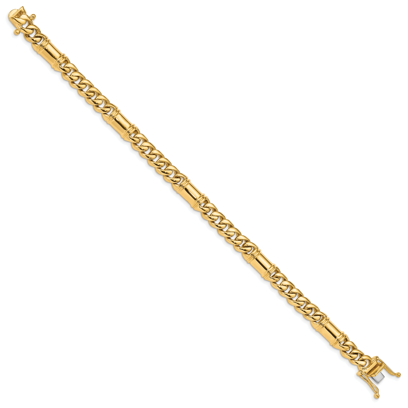 14K 20 inch 7.5mm Hand Polished Fancy Link with Box Catch Clasp Chain