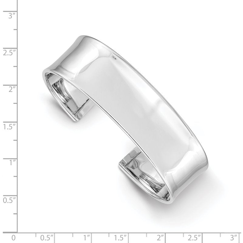 14k White Gold 18.5mm Polished Cuff Bangle Bracelet