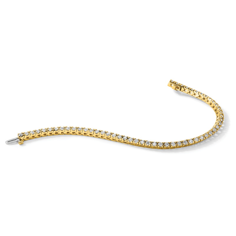 14K Yellow Gold 4 1/10 carat Lab Grown Diamond VS+ F+ Complete Tennis Bracelet