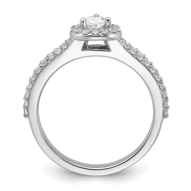 14K White Gold 5/8 carat Lab Grown Diamond VS/SI  D E F  Semi Mount Pear Halo Engagement Ring