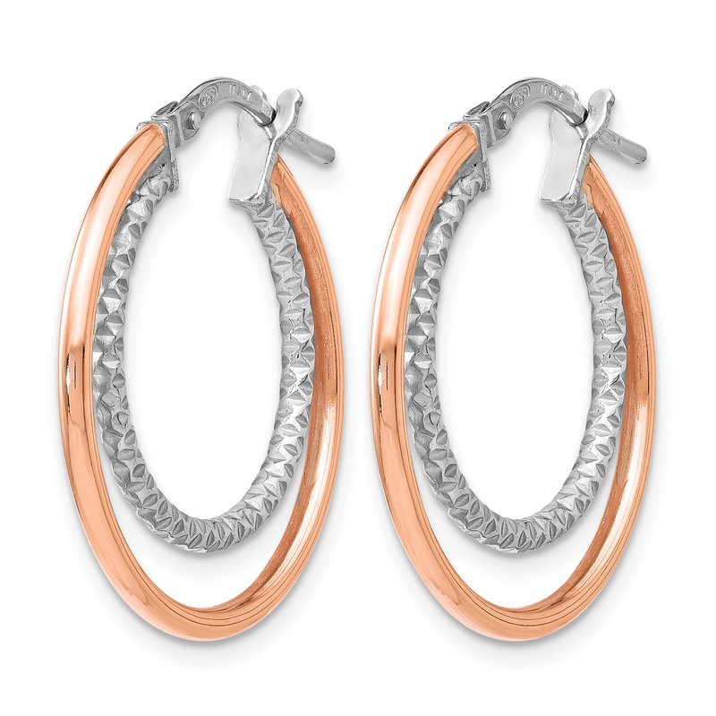 Sterling Silver Rose-tone D/C Hoop Earrings