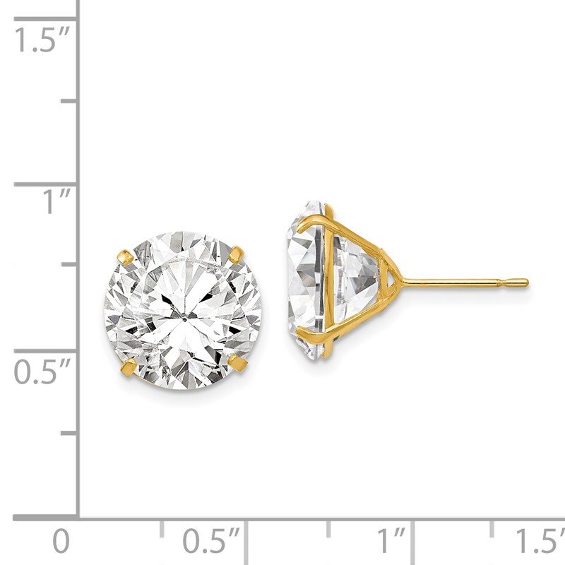 14k 12mm Round CZ Post Earrings