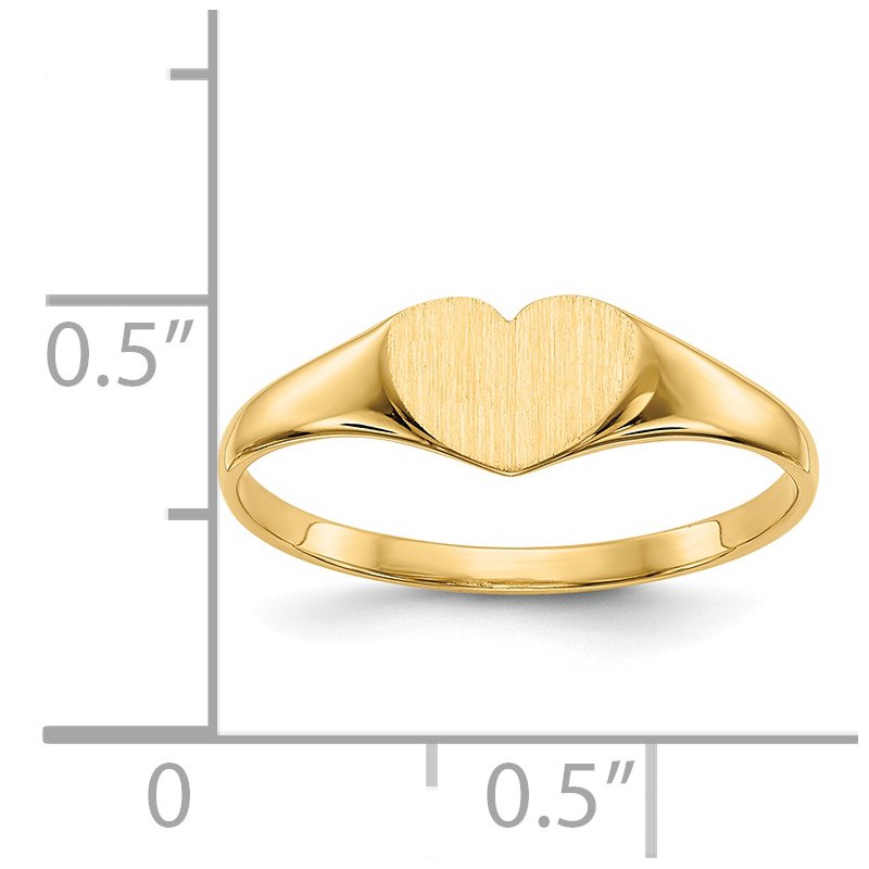 14k 7.5x6.0mm Closed Back Heart Signet Ring