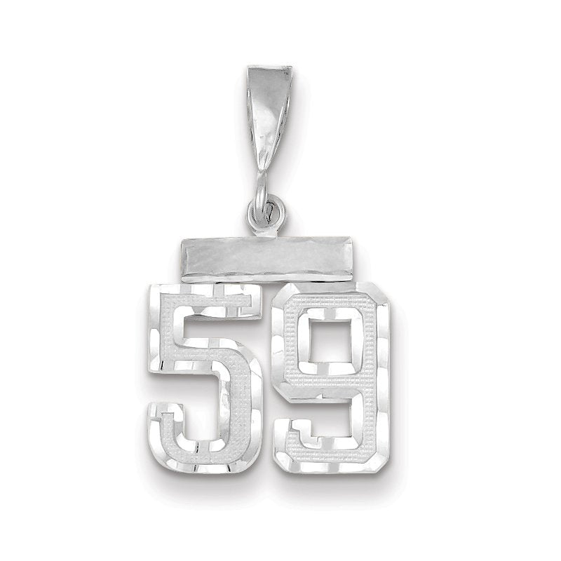 14kw Small Brushed Diamond-cut Number 59 Charm