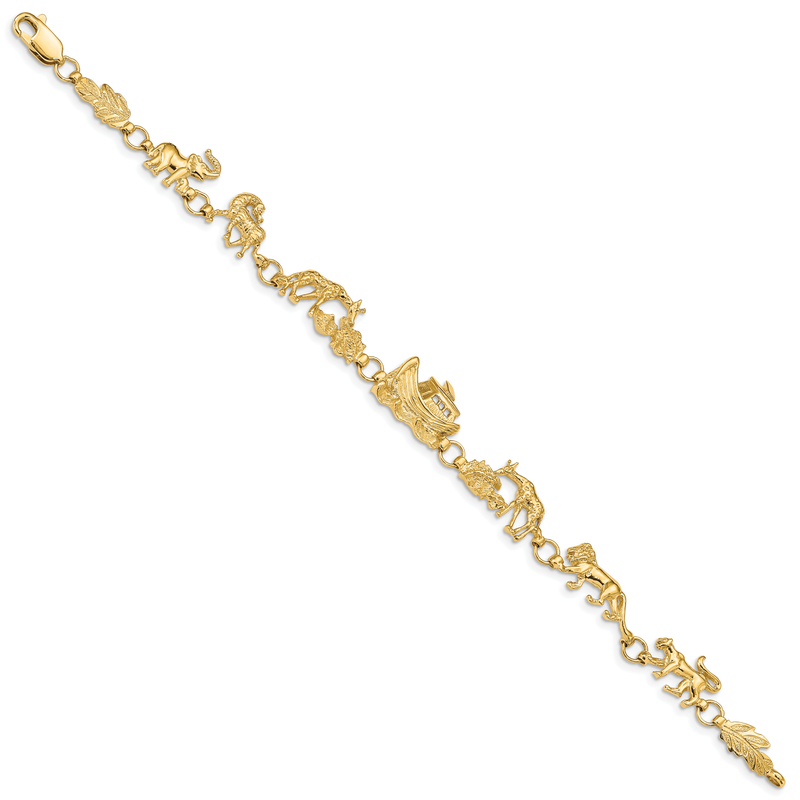 14k Polished Noahs Ark 7 inch Bracelet