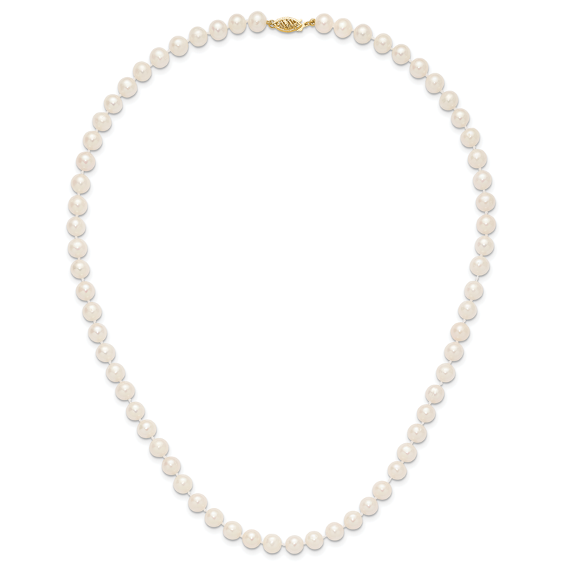 14k 7-8mm White Near-Round Freshwater Cultured Pearl 16 inch Necklace