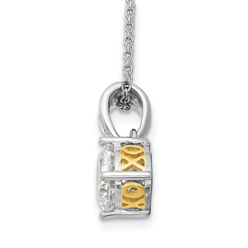 Sterling Silver Rhodium-plated with Gold-plated Accent Brilliant-cut 8mm CZ XO Gallery 18 Inch Necklace