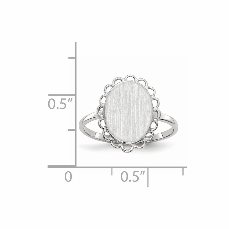 14k White Gold 9.0x11.5mm Open Back Signet Ring