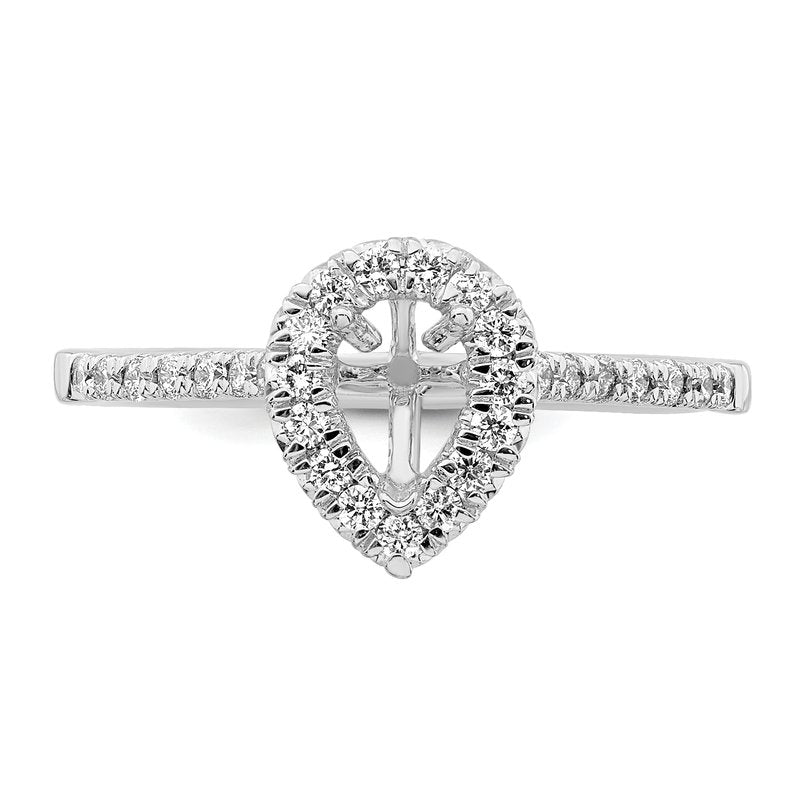 14K White Gold 1/3 carat Lab Grown Diamond VS+ F+ Semi-Mount Pear Halo Engagement Ring