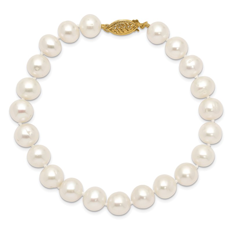 14k 8-9mm White Near-Round Freshwater Cultured Pearl 16 inch Necklace