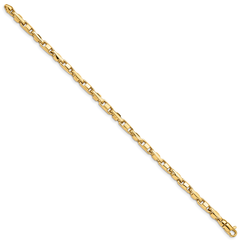 14K 18 inch 4mm Hand Polished Fancy Link with Lobster Clasp Chain