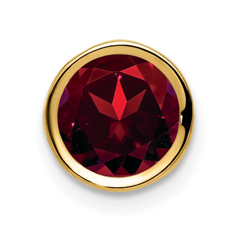 14k 7mm Round Garnet Bezel Chain Slide