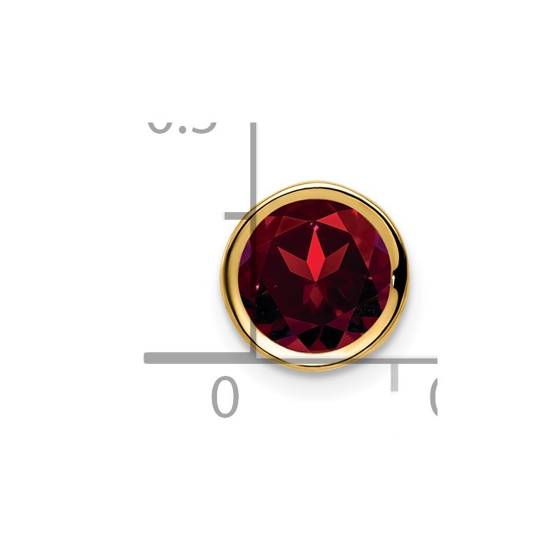 14k 7mm Round Garnet Bezel Chain Slide