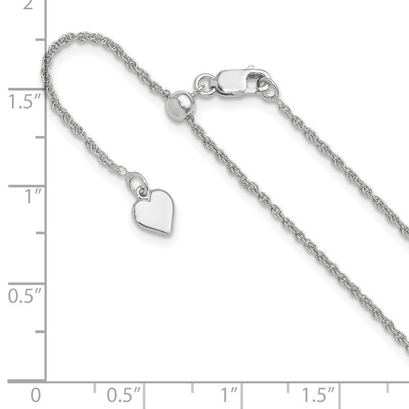 Sterling Silver RH-plated Adjustable 1.35mm Loose Rope Chain