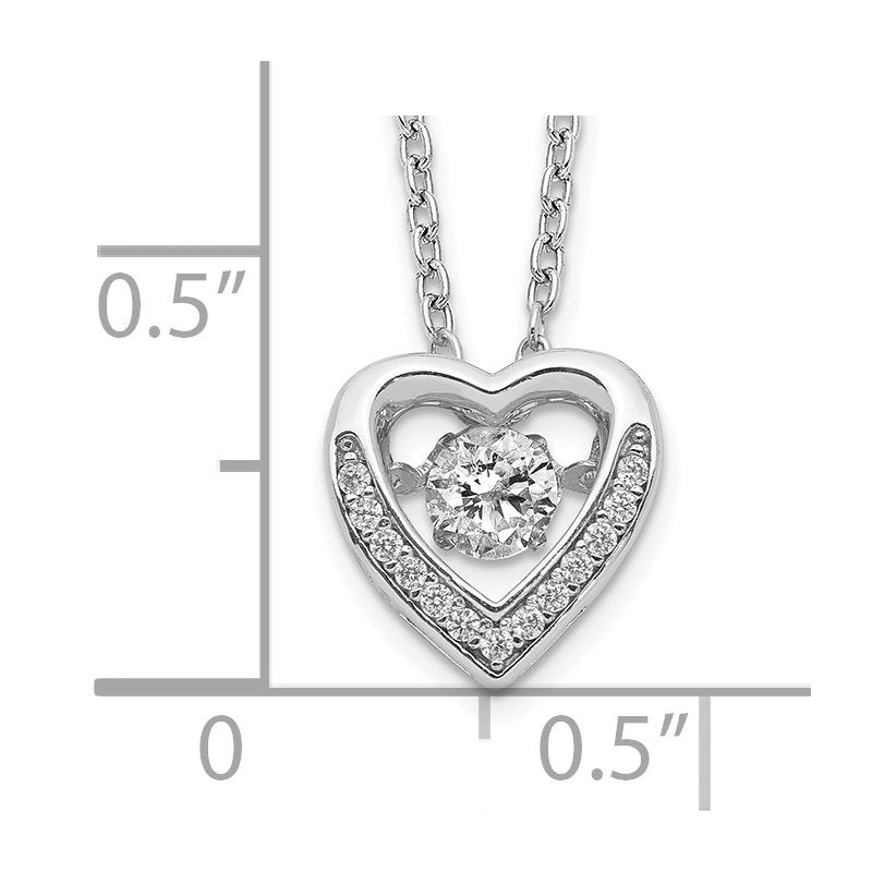 Sterling Silver Rhodium-plated Brilliant-cut Vibrant CZ Heart 18 Inch Necklace