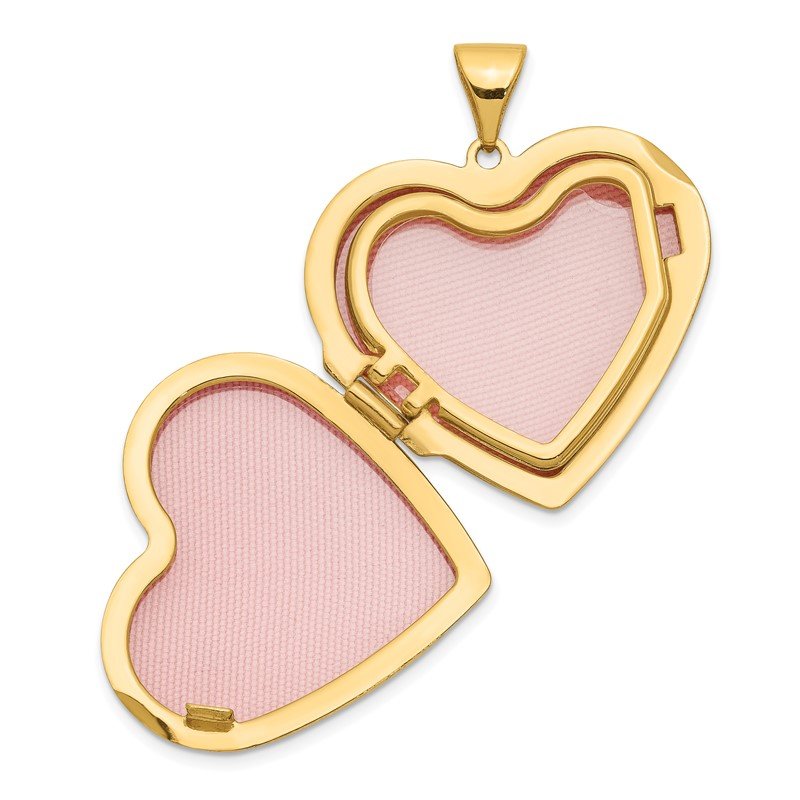 14k Diamond Floral  21mm Heart Family Locket Holds 4 Photos