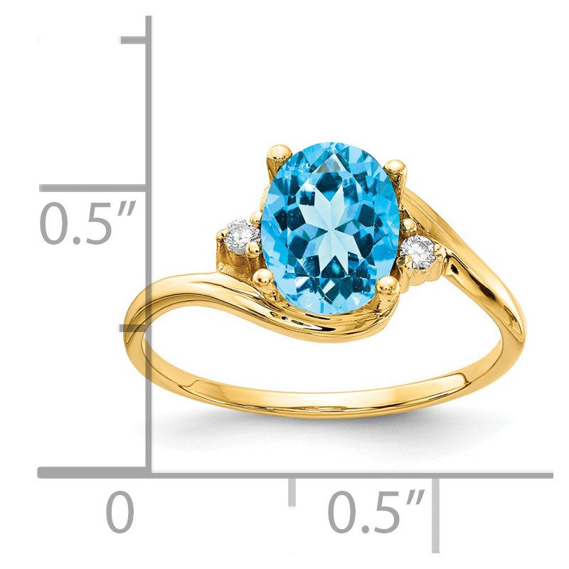 14k 8x6mm Oval Blue Topaz AAA Diamond ring