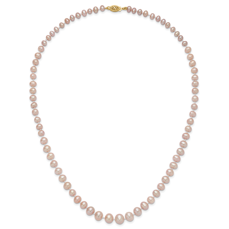 14k 4-8mm Purple Freshwater Cultured Pearl Graduated 18 inch Necklace