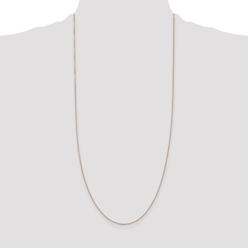 14K Rose Gold 10 inch 1.10mm Diamond-cut Cable with Lobster Clasp Chain