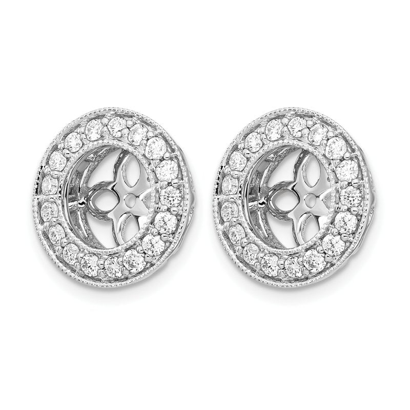 14K White Gold 1/2 carat Lab Grown Diamond VS+ F+ for 6.5-7mm Studs Complete Earring Jackets