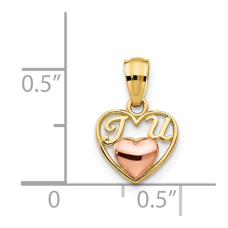 14k Two-tone Mini I LOVE U Charm