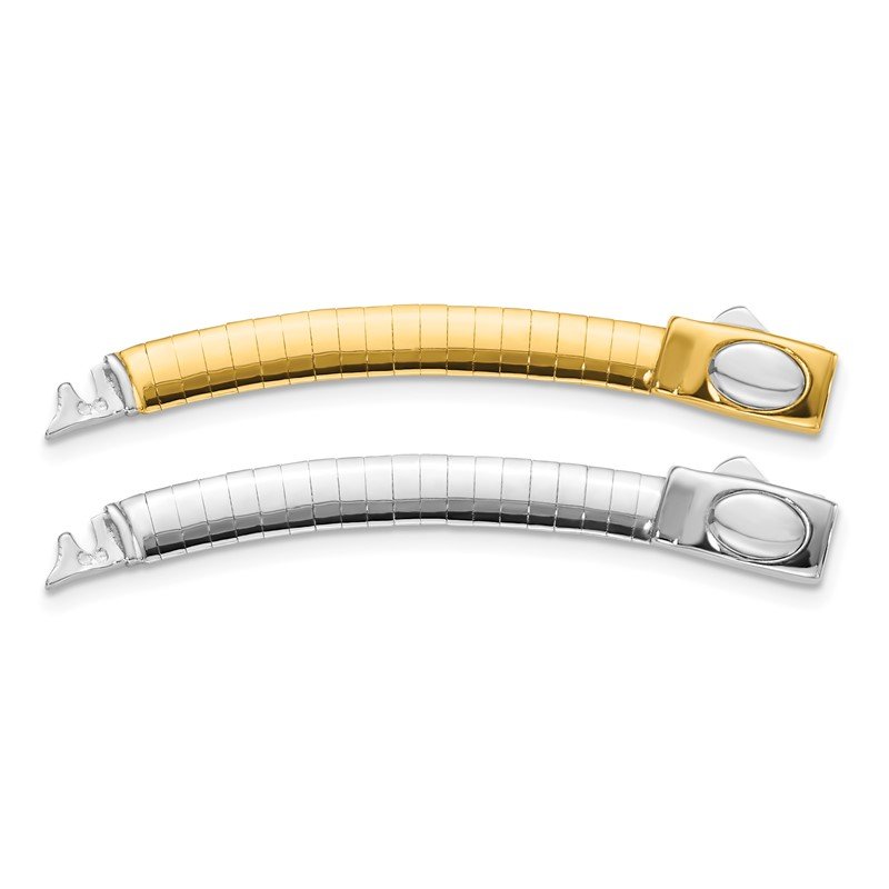 14k Two-tone 5mm White and Yellow Domed Omega 2 inch Extender for Reversible Necklace