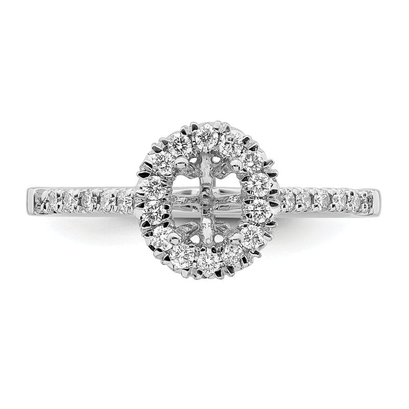 14K White Gold 1/3 carat Lab Grown Diamond VS+ F+ Semi-Mount Oval Halo Engagement Ring