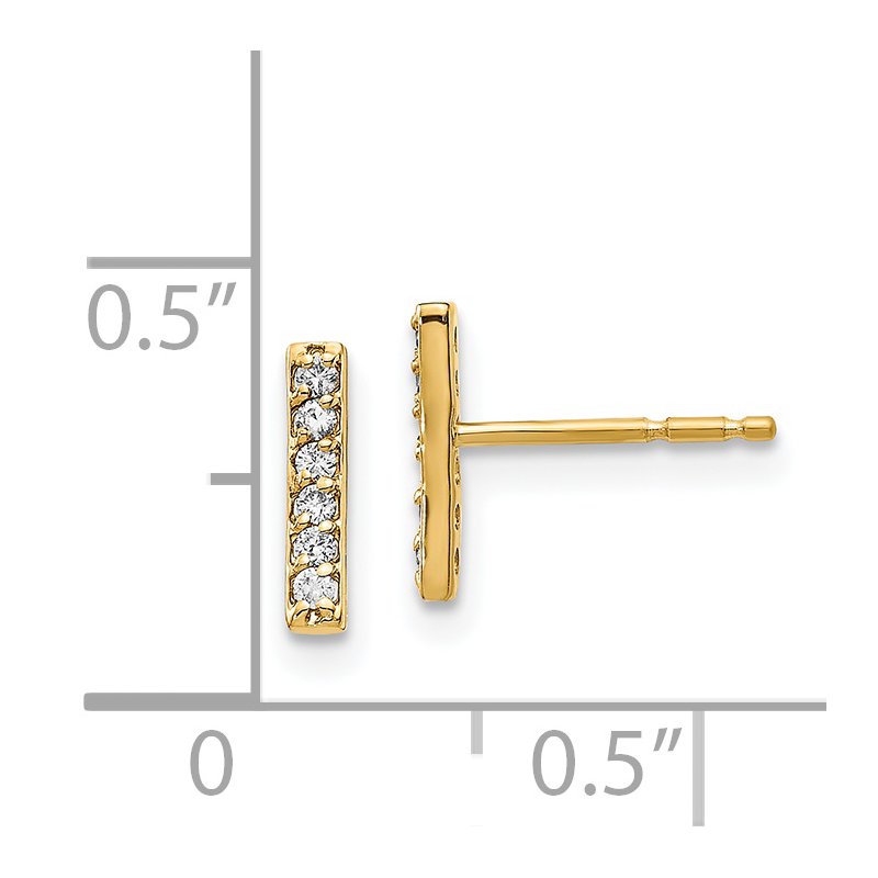 14k 1/10 carat Diamond Bar Post Earrings