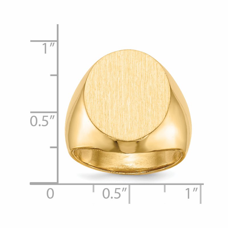14k 16.0x18.5mm Closed Back Mens Signet Ring