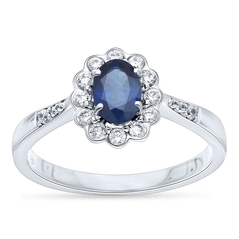 14K 0.22Ct Diamond  Sapphire Ring