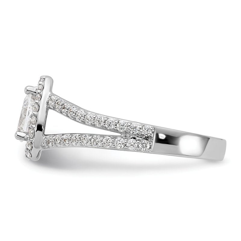 14K White Gold 5/8 carat Lab Grown Diamond VS/SI  D E F  Semi Mount Pear Halo Engagement Ring