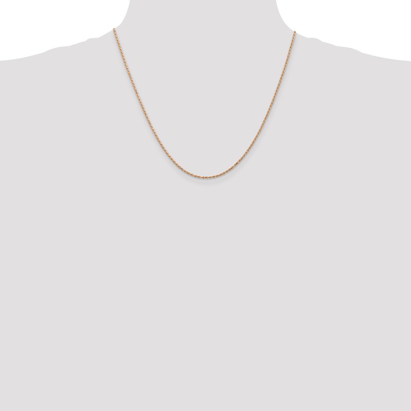 14K Rose Gold 10 inch 1.5mm Diamond-cut Man Made Rope with Lobster Clasp Anklet