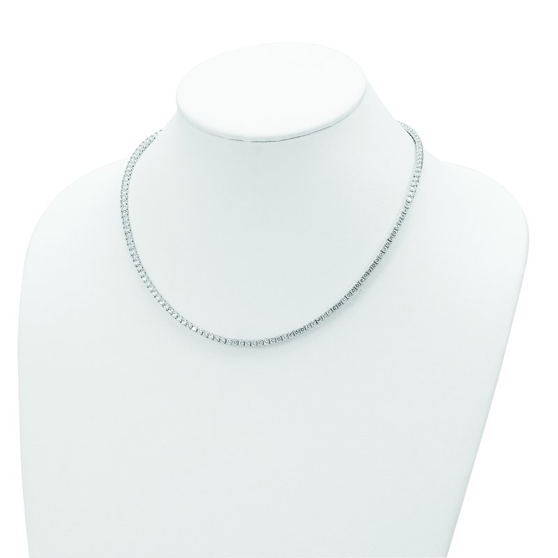 Sterling Silver Rhodium-plated Brilliant-cut CZ 18 Inch Necklace