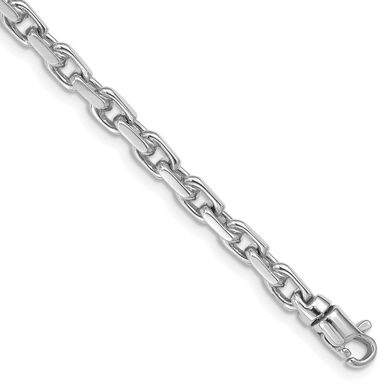 14K White Gold 18 inch 4.2mm Hand Polished Fancy Link with Lobster Clasp Chain