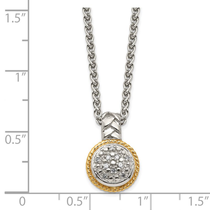 Sterling Silver Rhodium-plated with 14K Accent 18 Inch Polished Diamond Necklace