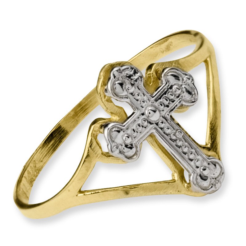 14k w/Rhodium Cross Ring