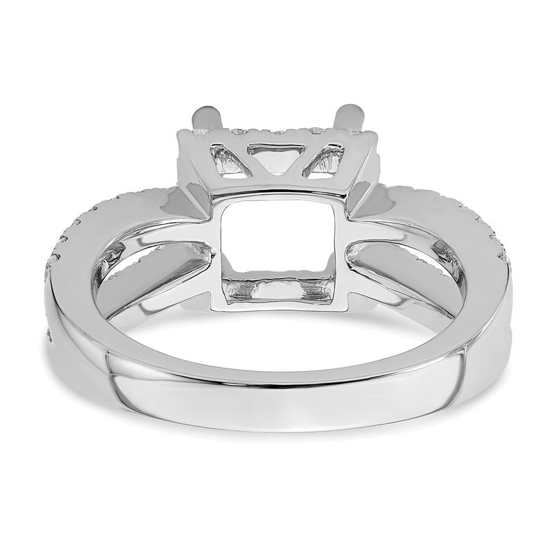 14K White Gold 3/4 carat Lab Grown Diamond VS/SI  D E F  Semi Mount Princess Halo Engagement Ring