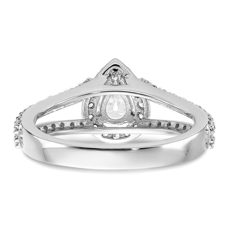 14K White Gold 5/8 carat Lab Grown Diamond VS/SI  D E F  Semi Mount Pear Halo Engagement Ring