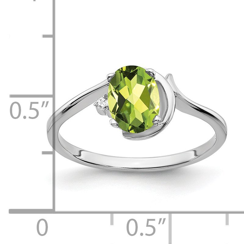 14k White Gold 7x5mm Oval Peridot A Diamond ring