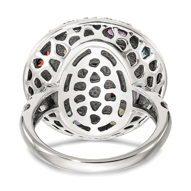 Sterling Silver with 14K Accent Antiqued .43Amethyst/.19Citrine/.32Blue Topaz/.32Peridot/.35Garnet Ring