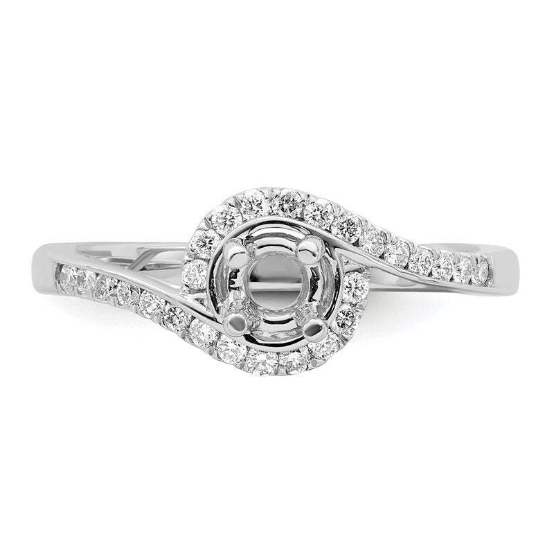 14K White Gold 1/4 carat Lab Grown Diamond VS/SI  D E F  Semi Mount Round By-Pass Engagement Ring